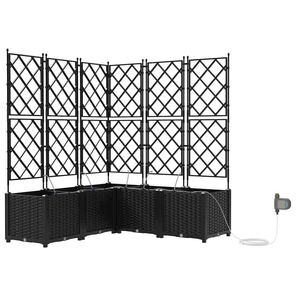 vidaXL Vaso de Jardim 5 pcs Preto 120 x 120 x 142 cm Plástico