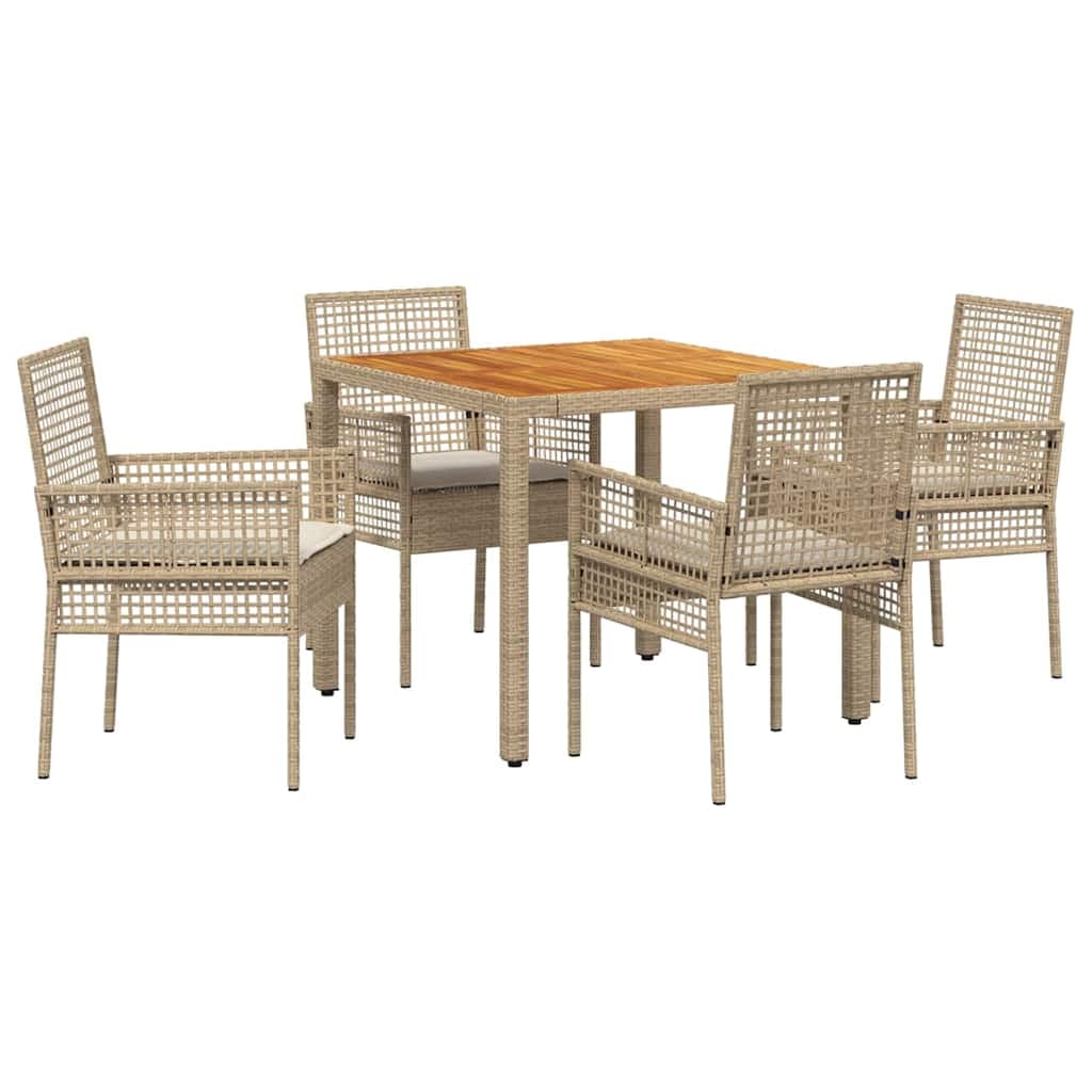 vidaXL Conjunto de Jantar para Jardim 5 Peças Bege Vime Pe - 86018895