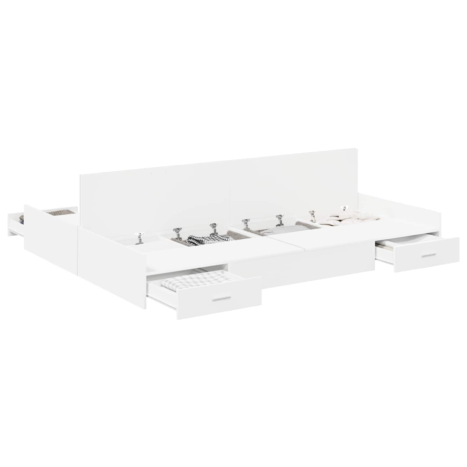 vidaXL Estrado de cama com arrumação com cabeceira Branco 140 x 190 cm