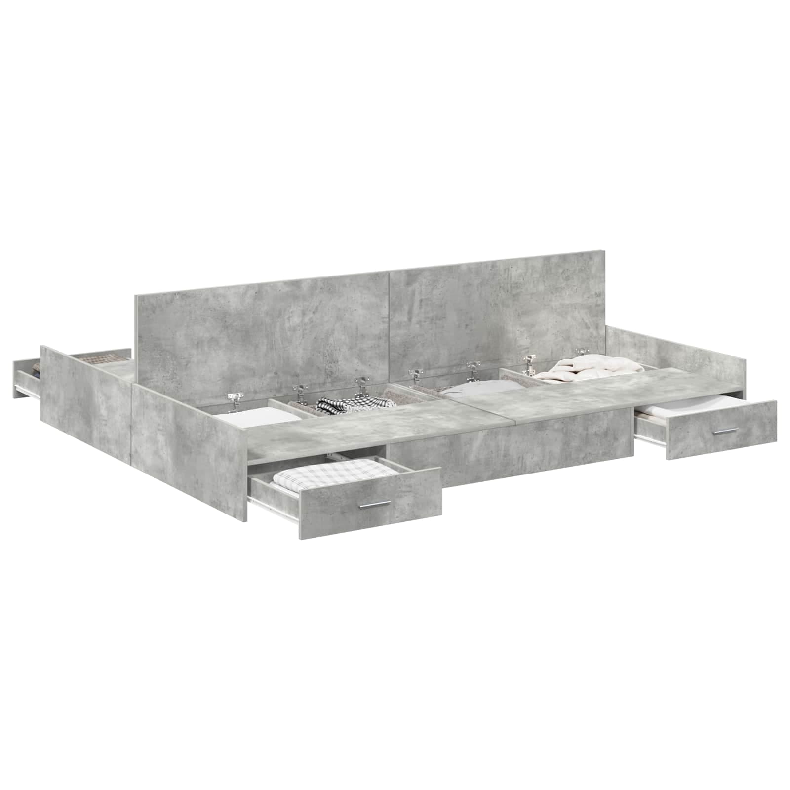 vidaXL Estrado de cama com arrumação com gaveta Cinzento 140 x 190 cm