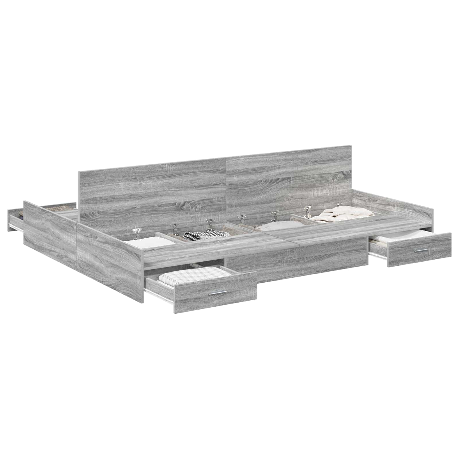 vidaXL Estrado de cama com arrumação Cinza Sonoma 135 x 190 cm