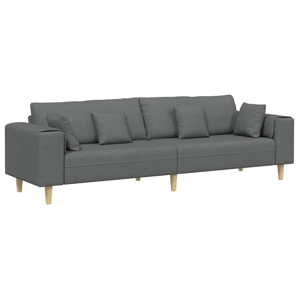 vidaXL Sofá com almofada Cinza Escuro 250 x 77 x 76 cm tecido