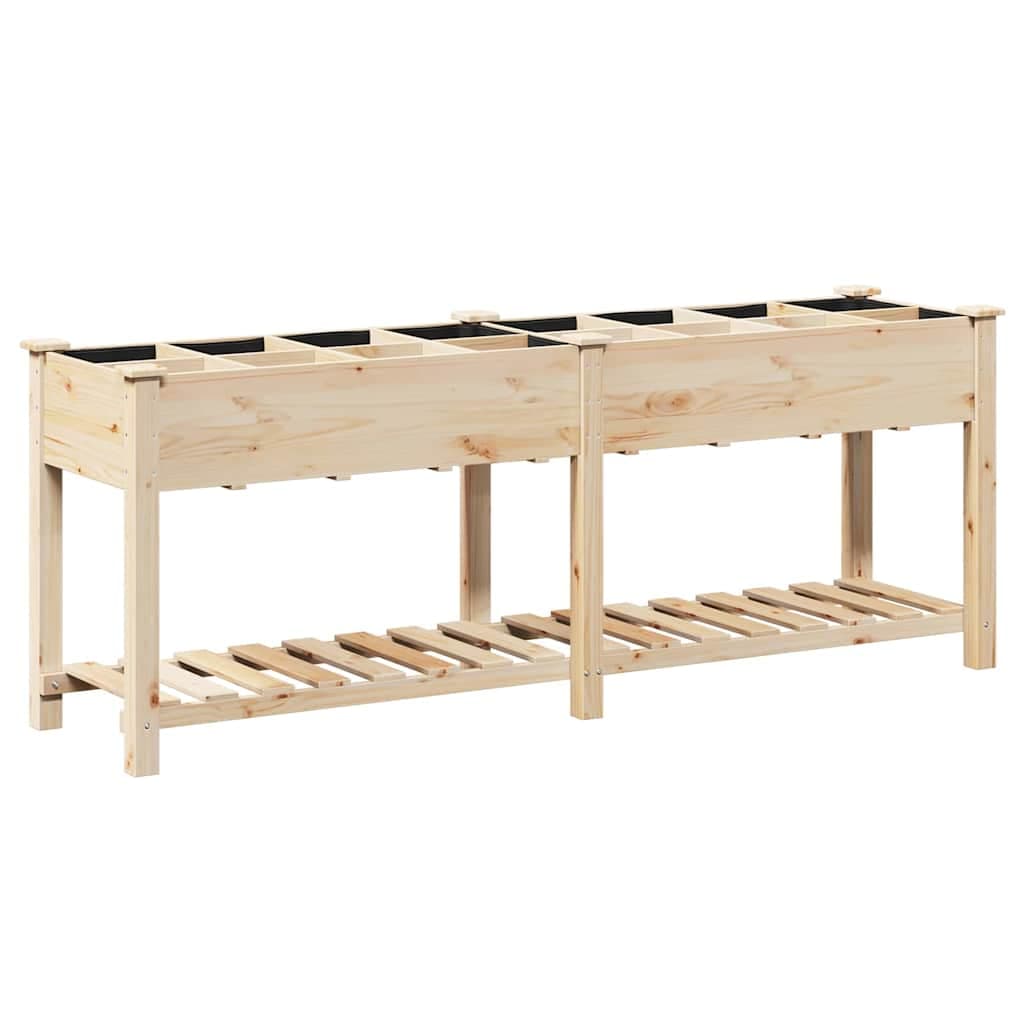 vidaXL Vaso de Jardim Bege 203,5 x 53 x 76,5 cm Madeira de Fir Sólida