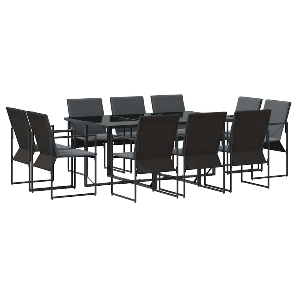 vidaXL Conjunto de Jantar para Jardim 11 pcs Preto Aço