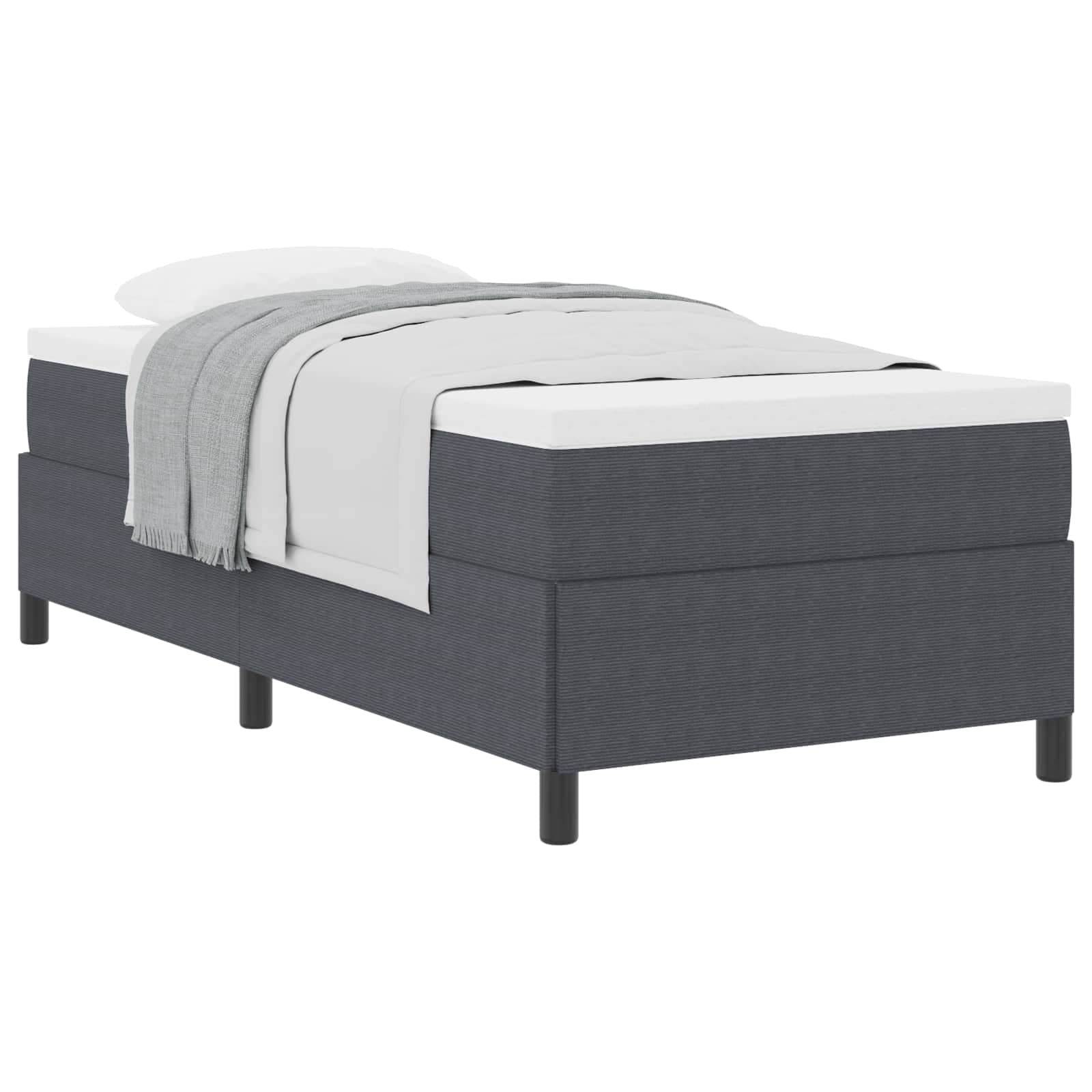 vidaXL Cama Box Cinza Escuro 80 x 200 cm Tecido de Veludo Cotele