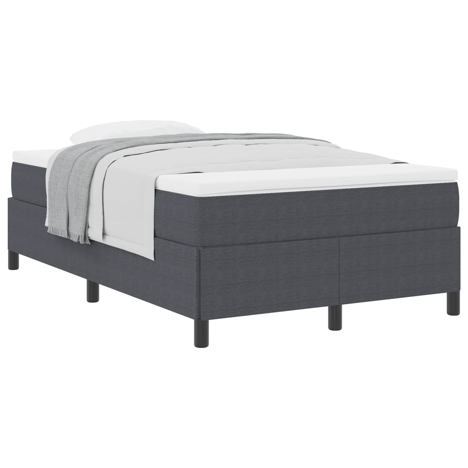vidaXL Cama Box Cinzento-Escuro 120 x 200 cm Tecido de Veludo Cotele