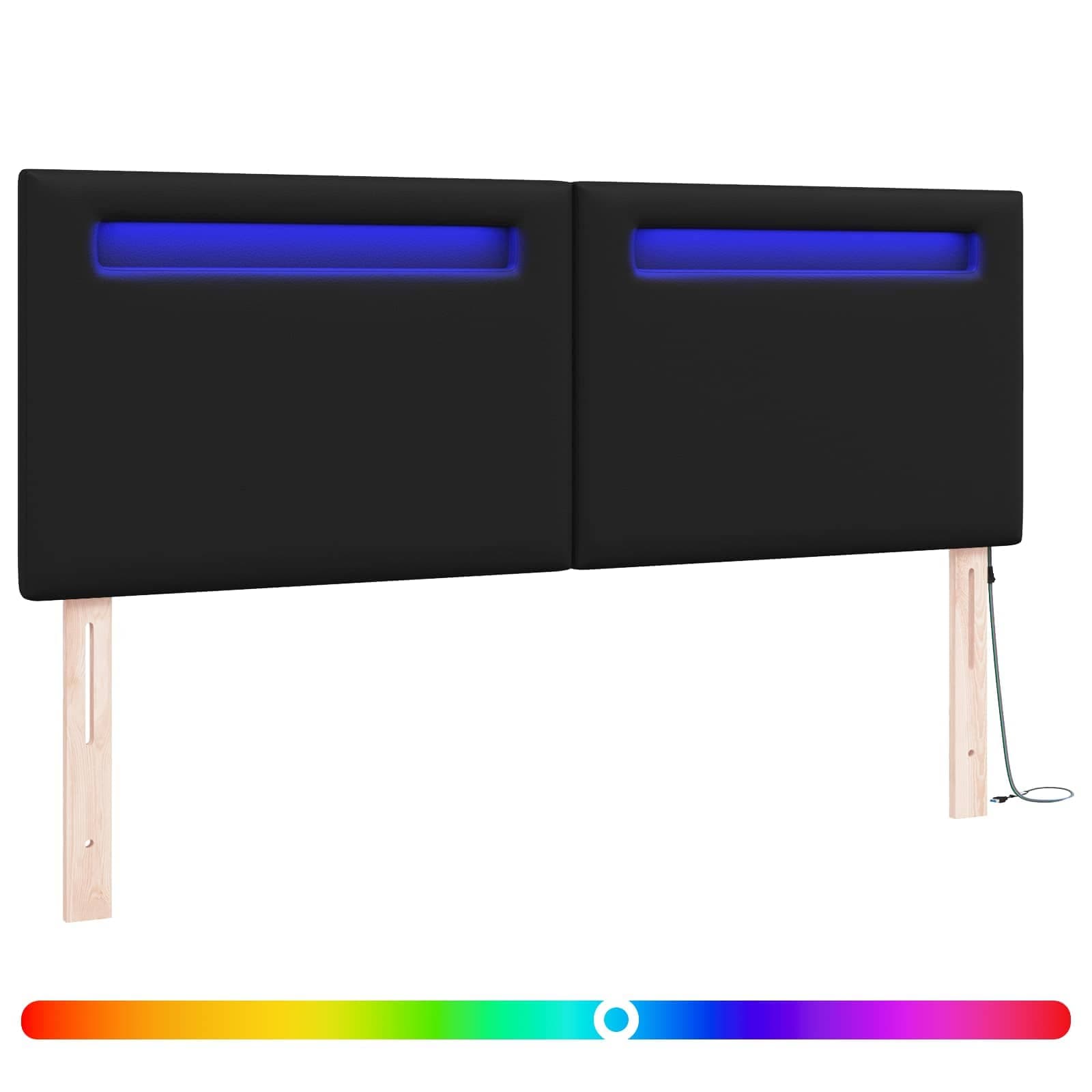 vidaXL Cabeceira LED Preto 144 cm Couro Sintético