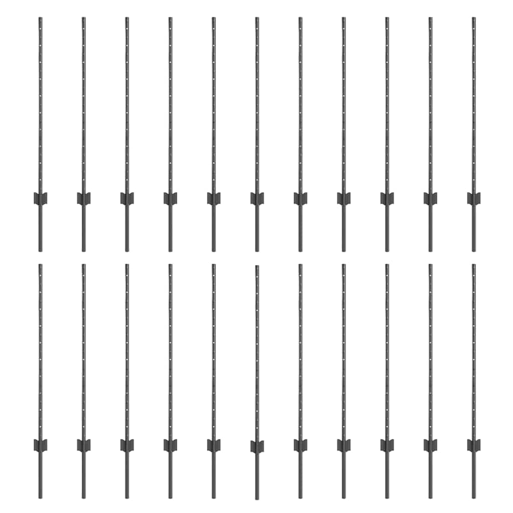 vidaXL Poste de Cerca 22 pcs Cinzeto 140 cm Aço