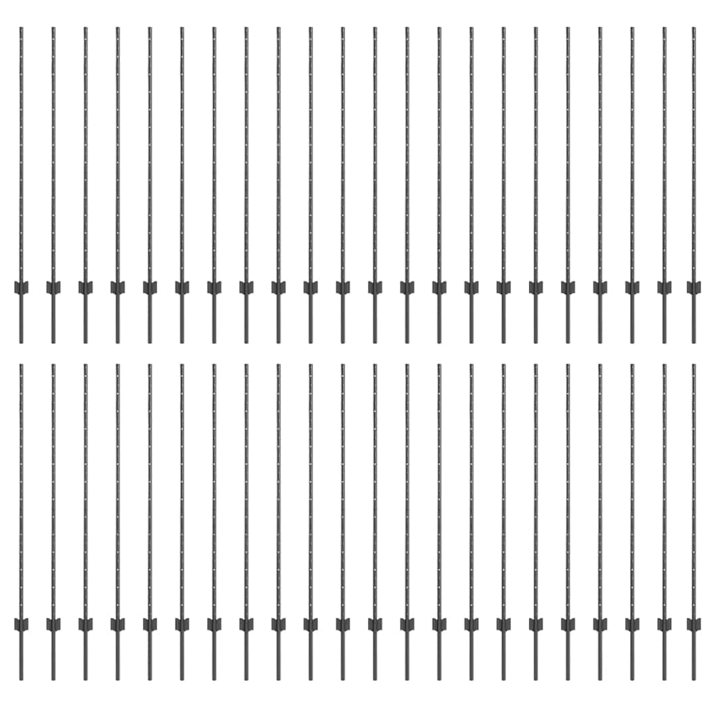 vidaXL Poste de Cerca 44 pcs Cinzeto 180 cm Aço