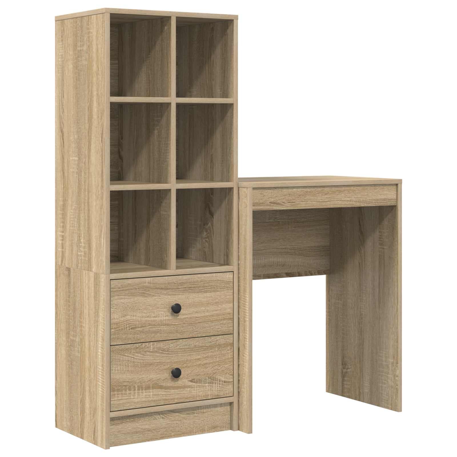 vidaXL Mesa com gaveta com prateleira 2 pcs Carvalho Sonoma