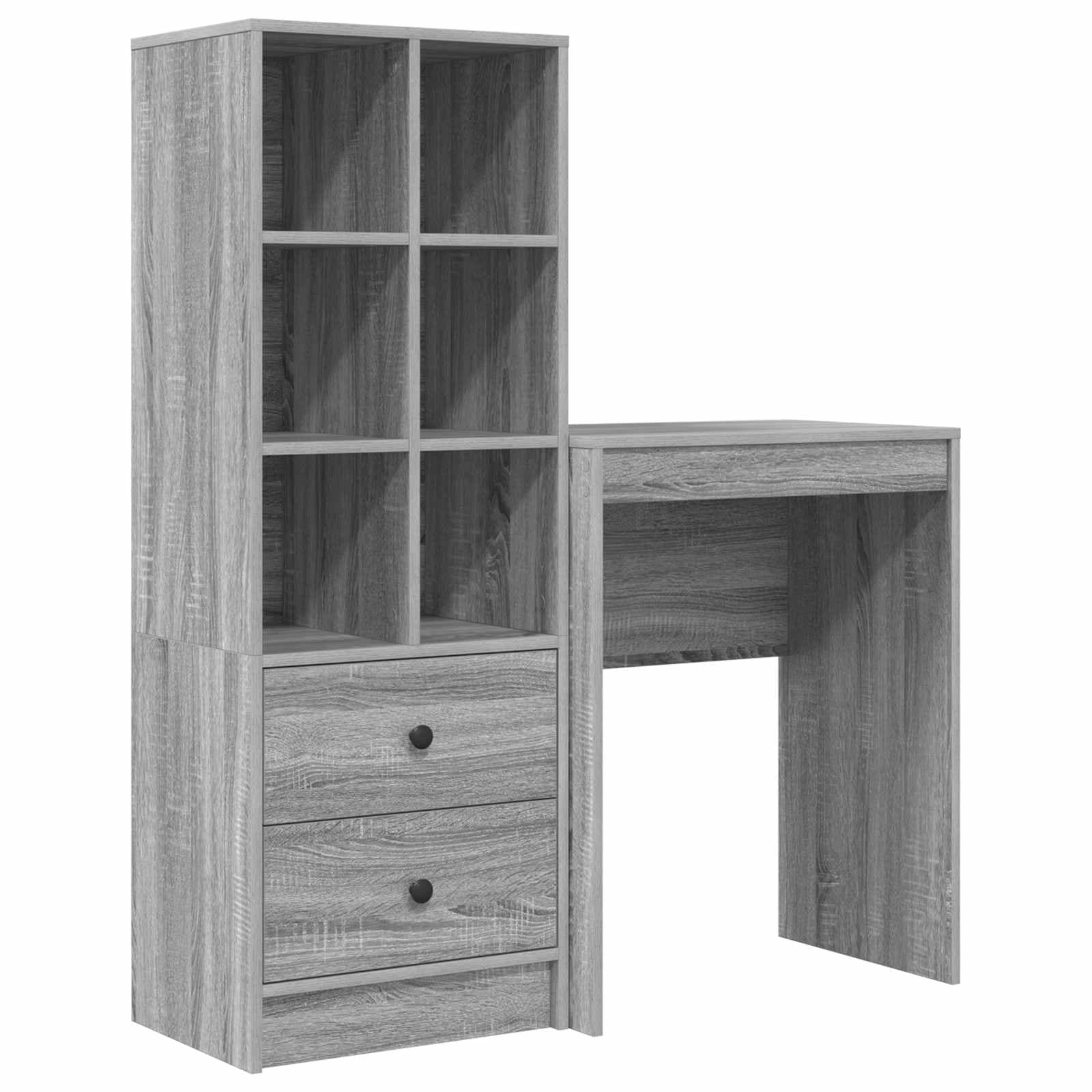 vidaXL Mesa com gaveta com prateleira 2 pcs Cinza Sonoma