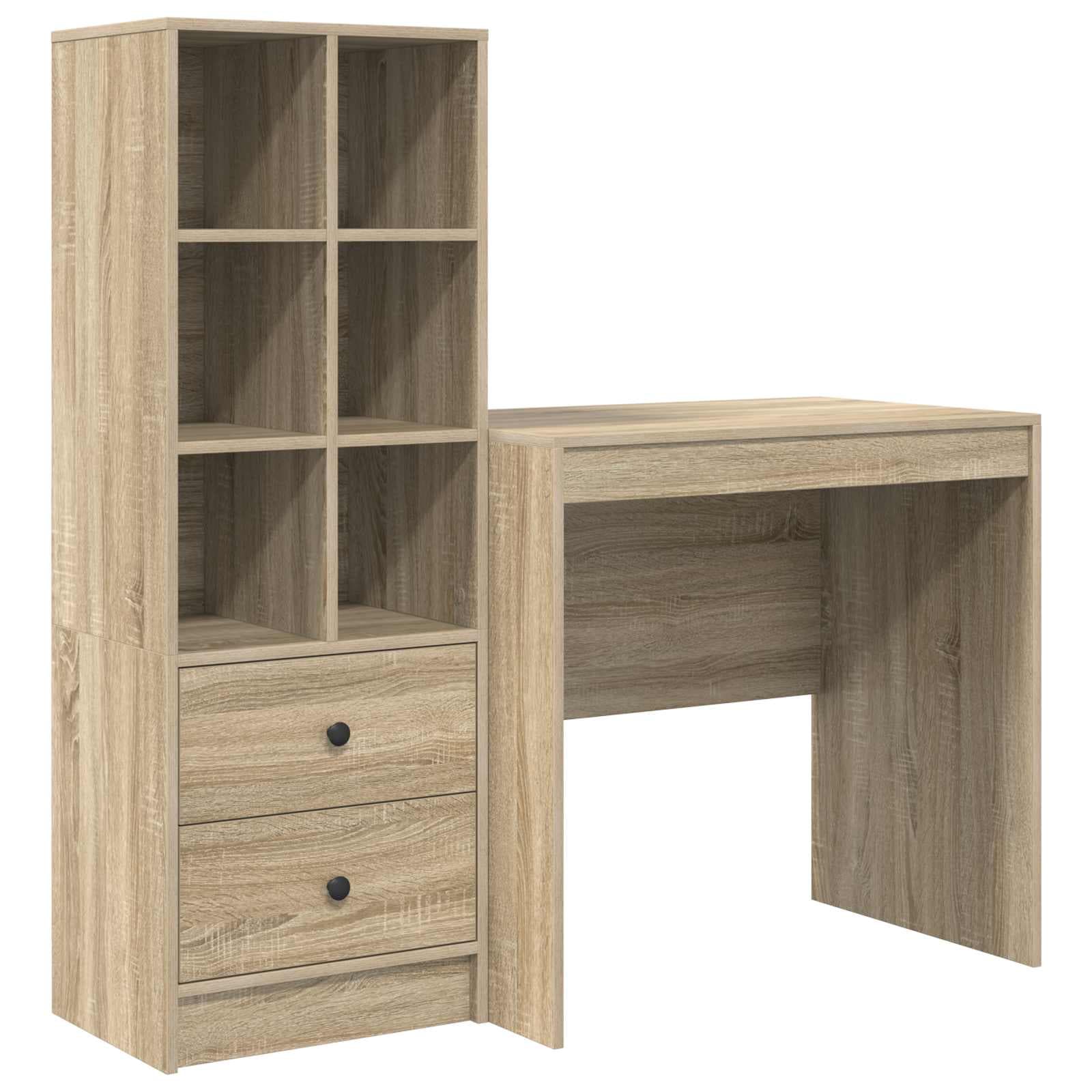 vidaXL Mesa com gaveta com prateleira 2 pcs Carvalho Sonoma