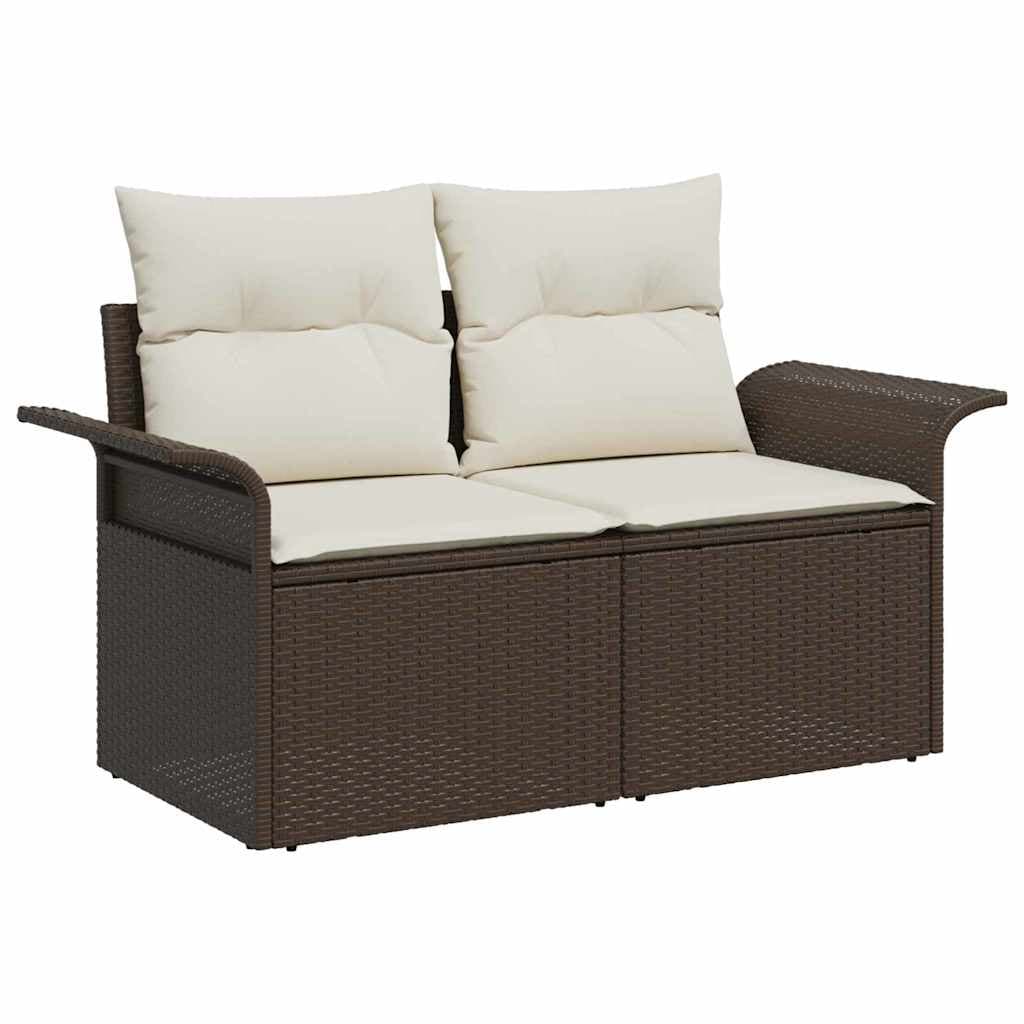 vidaXL Sofá de jardim com almofada Castanho 141 x 62 x 69cm vime PE