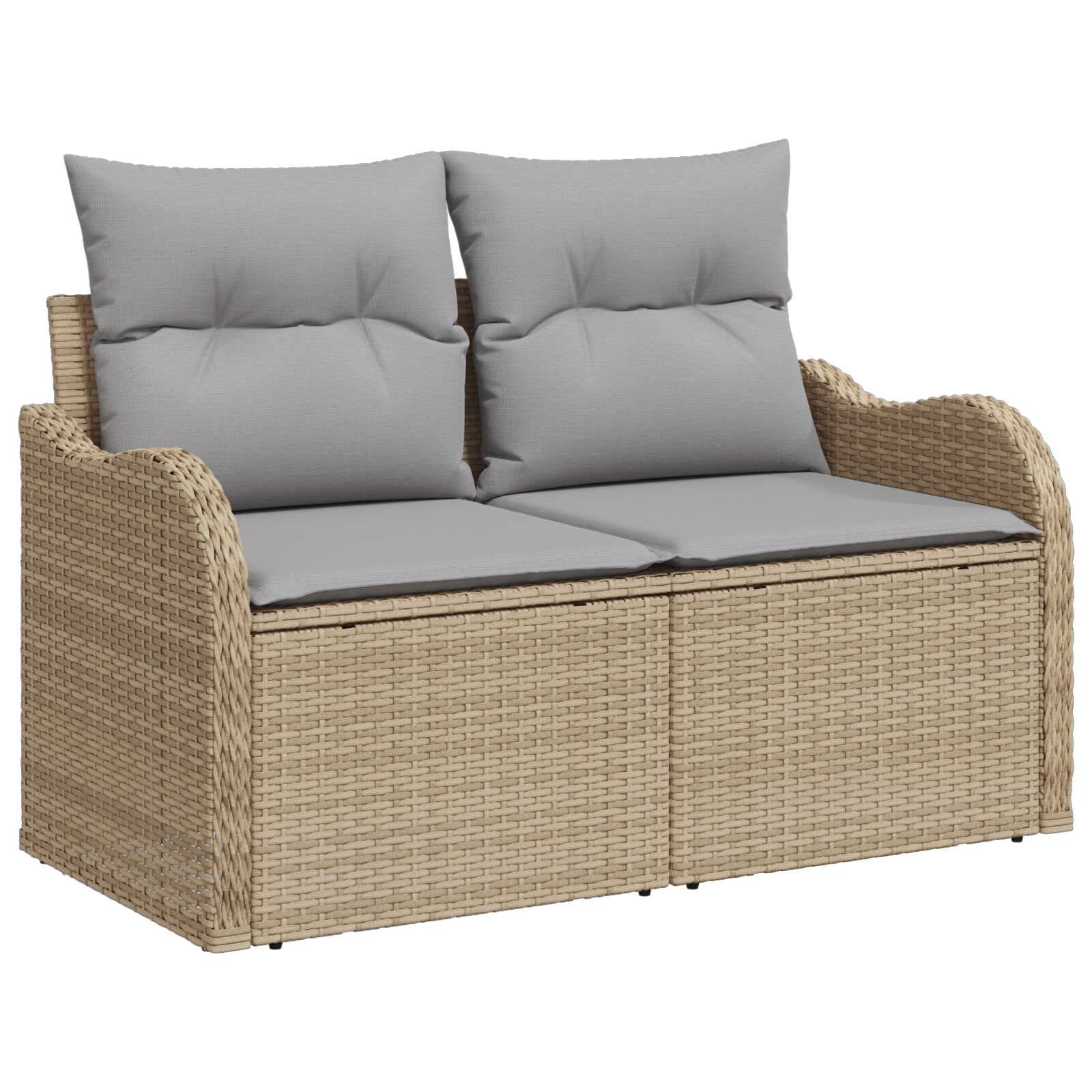 vidaXL Sofá de jardim com almofada Bege 121 x 62 x 69cm vime PE