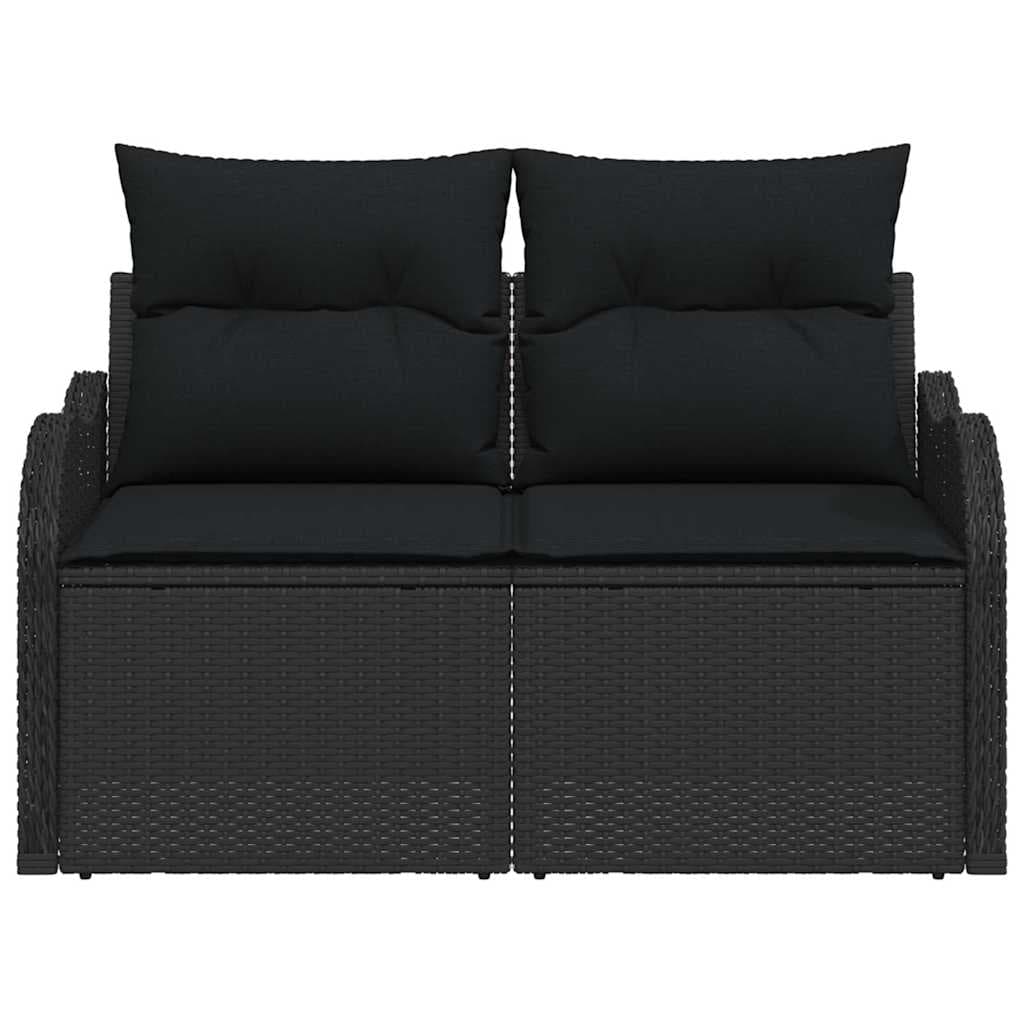 vidaXL Sofá de jardim com almofada Preto 121 x 62 x 69cm vime PE