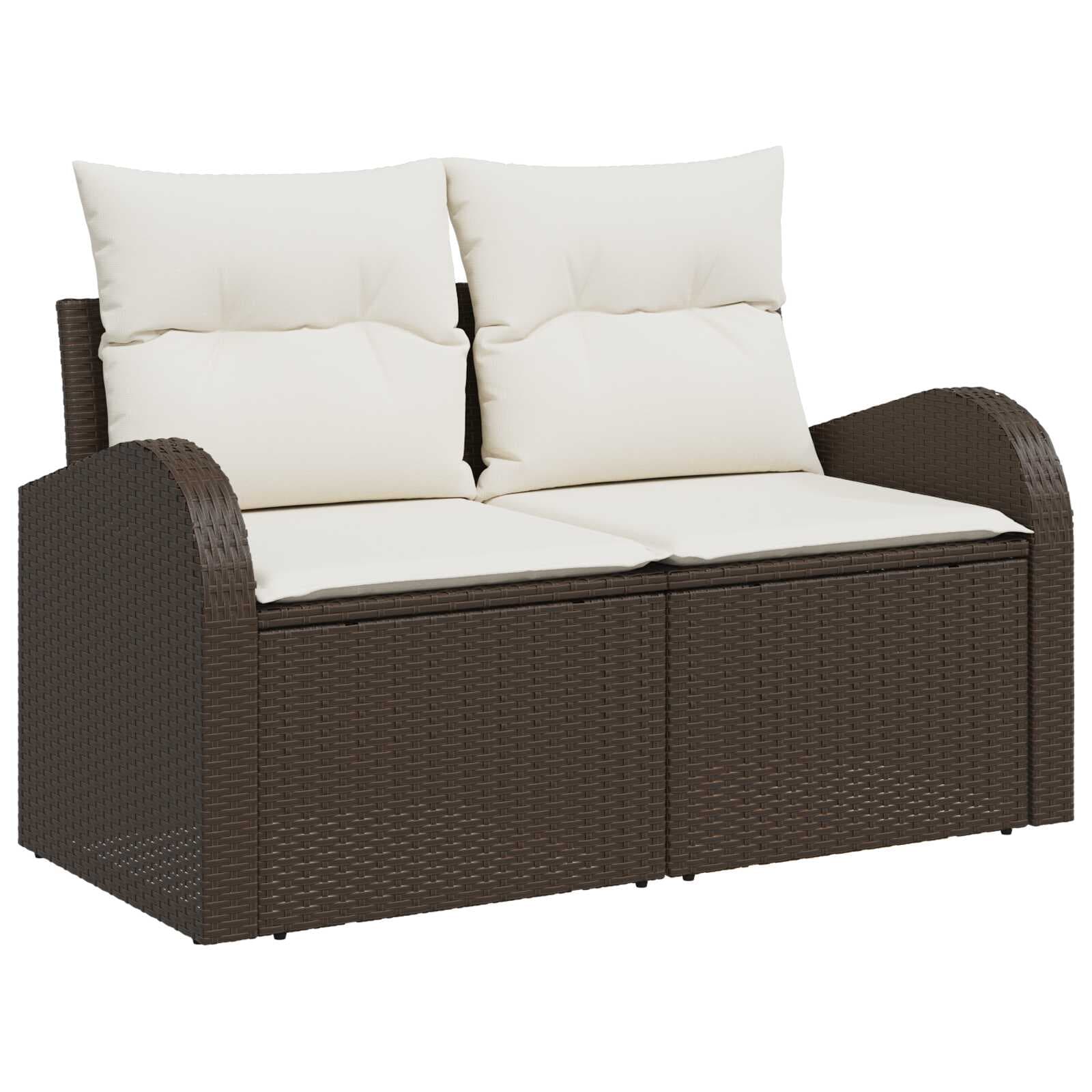 vidaXL Sofá de jardim com almofada Castanho 124 x 62 x 69cm vime PE