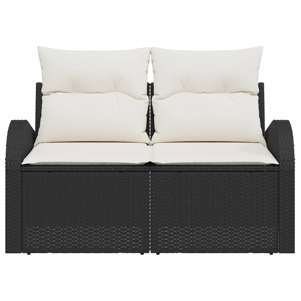 vidaXL Sofá de jardim com almofada Preto 124 x 62 x 69cm vime PE