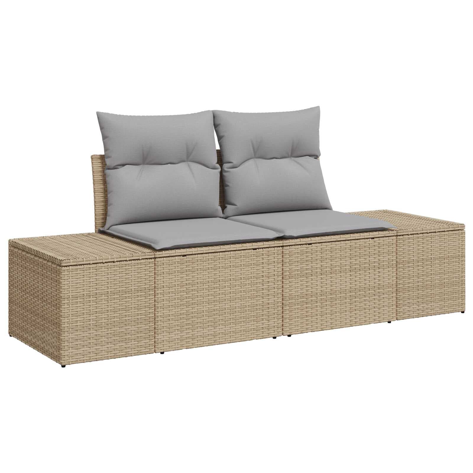 vidaXL Sofá de jardim com almofada Bege 184 x 62 x 69 cm vime PE