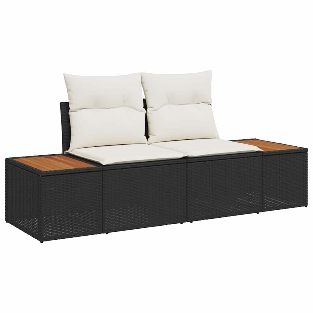vidaXL Sofá de jardim Preto 184 x 62 x 85cm vime PE