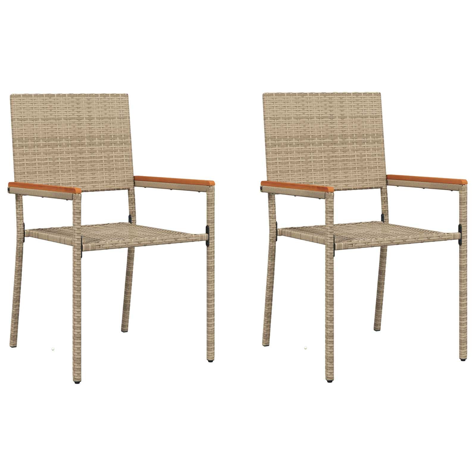 vidaXL Cadeiras empilháveis para jardim 2 pcs Creme e Marrom