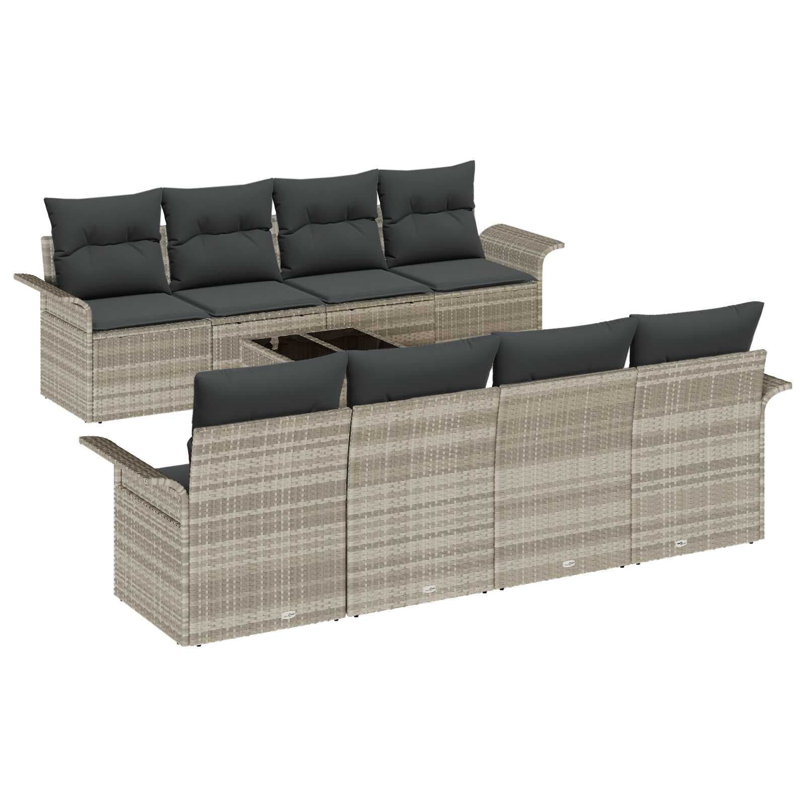 vidaXL Conjunto de Sofá de Jardim 9 pcs Cinzento-claro