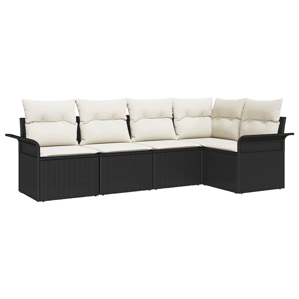 vidaXL Conjunto de Sofá de Jardim com almofada 5 pcs Preto vime PE