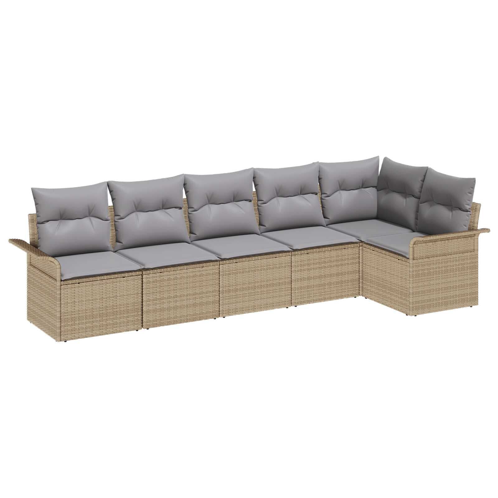 vidaXL Conjunto de Sofá de Jardim com Almofada 6 Peças Bege Vime Pe - 3711075991