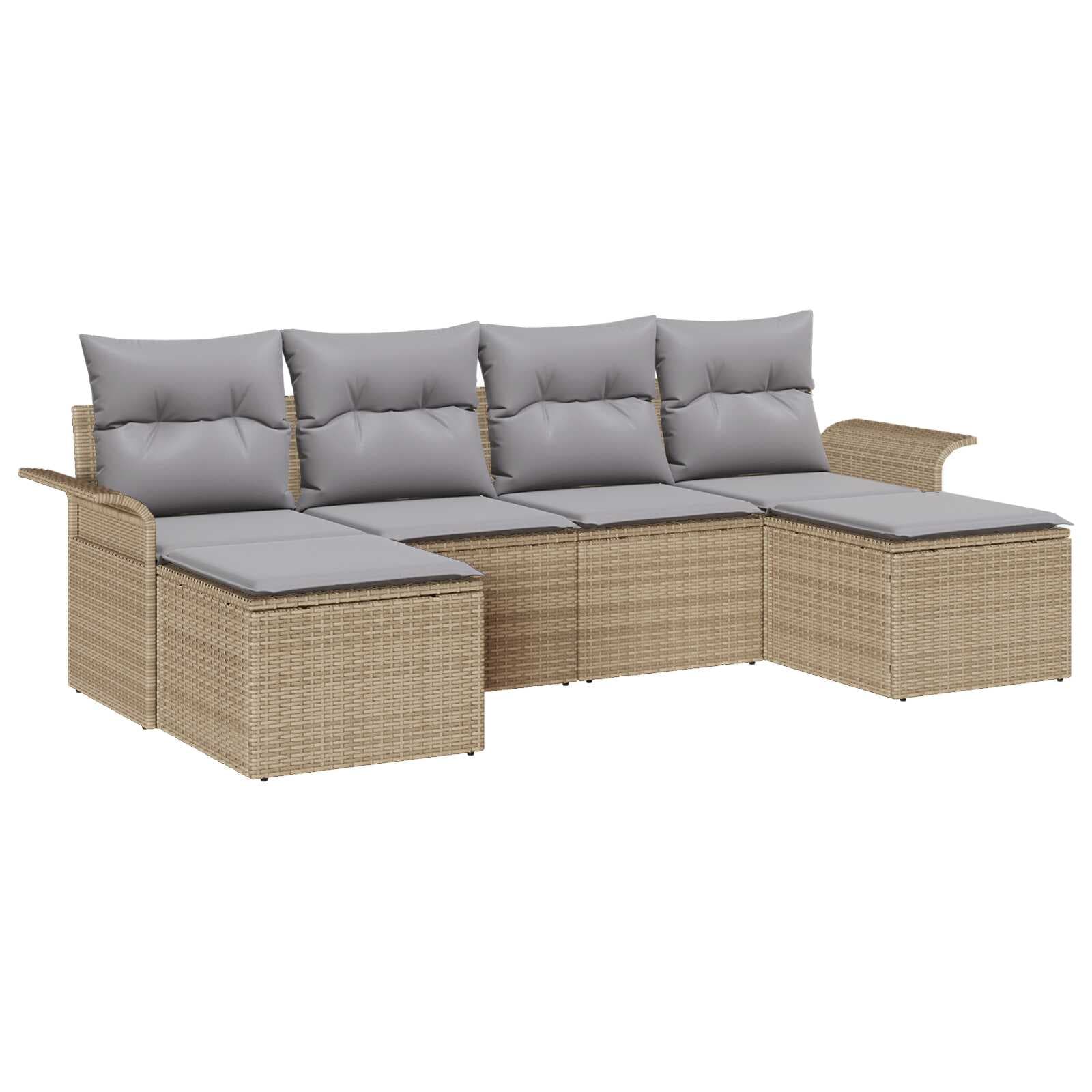 vidaXL Conjunto de Sofá de Jardim com almofada 6 pcs Bege vime PE