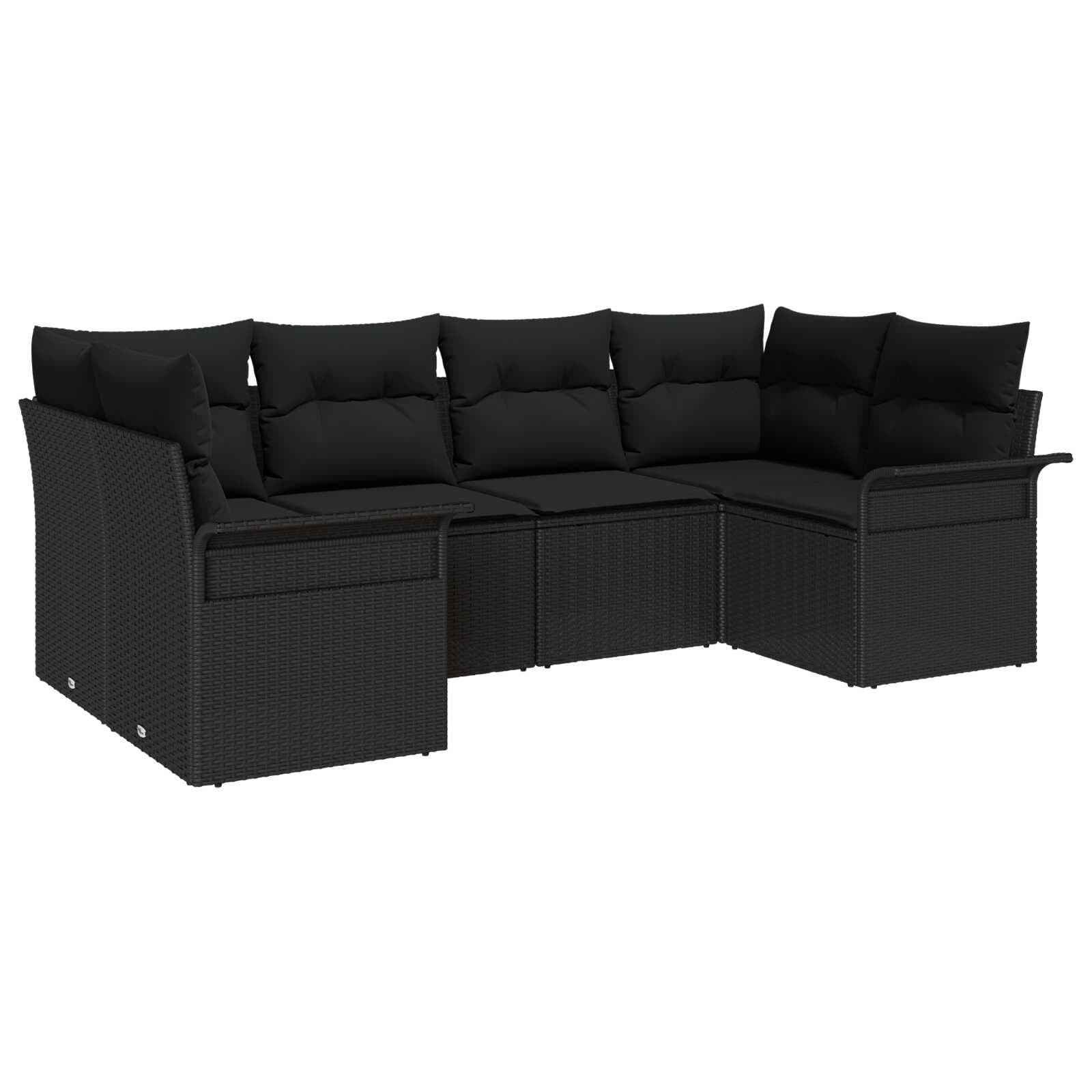 vidaXL Conjunto de Sofá de Jardim com almofada 6 pcs Preto vime PE