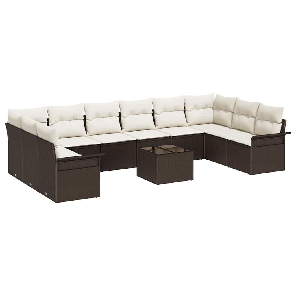 vidaXL Conjunto de Sofá de Jardim 11 pcs Castanho Rattan Sintético