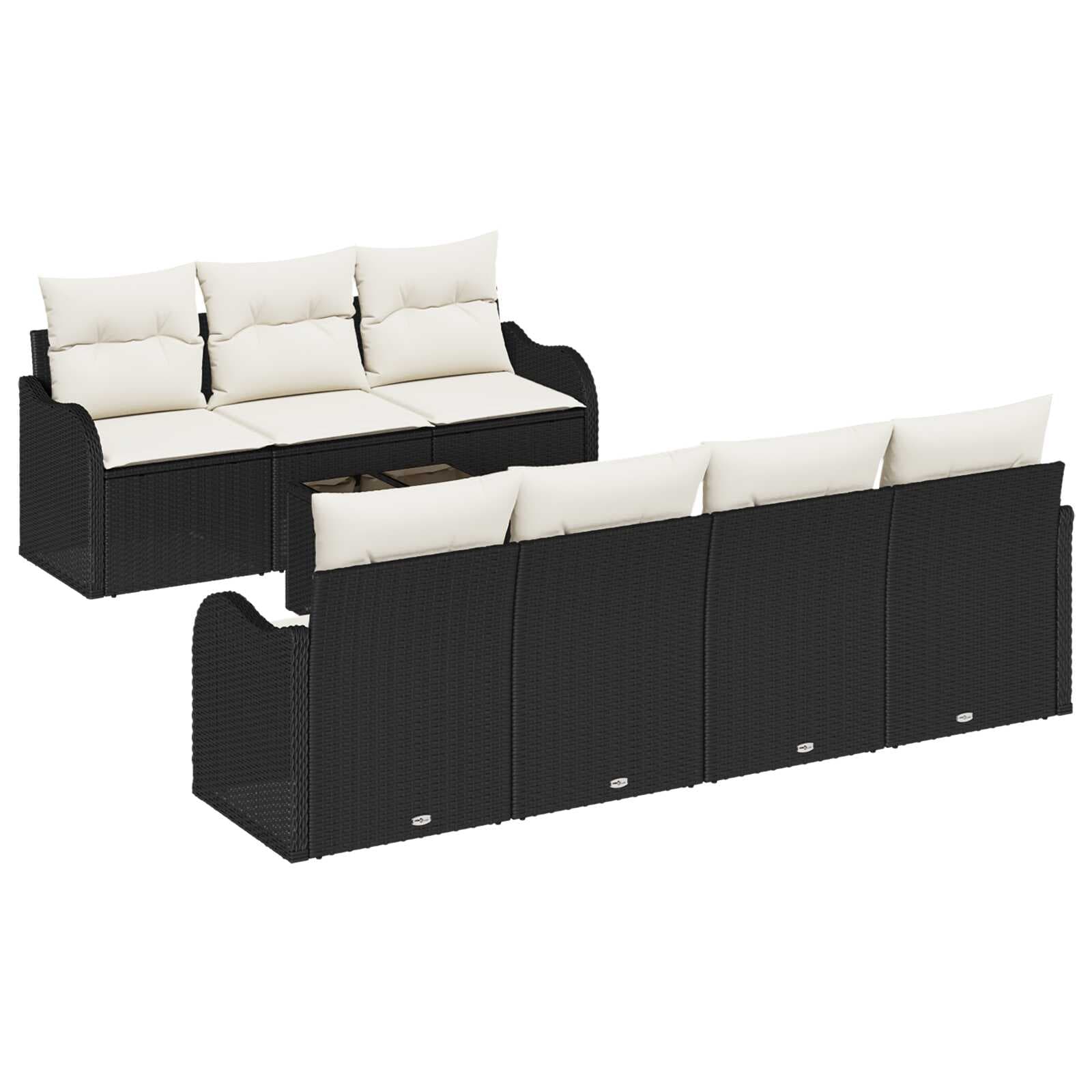 vidaXL Conjunto de Sofá de Jardim Preto 55 x 55 x 37 cm vime PE