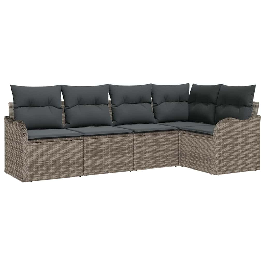 vidaXL Conjunto de Sofá de Jardim 5 Peças Cinzeto Rattan Sintético - 3141455257