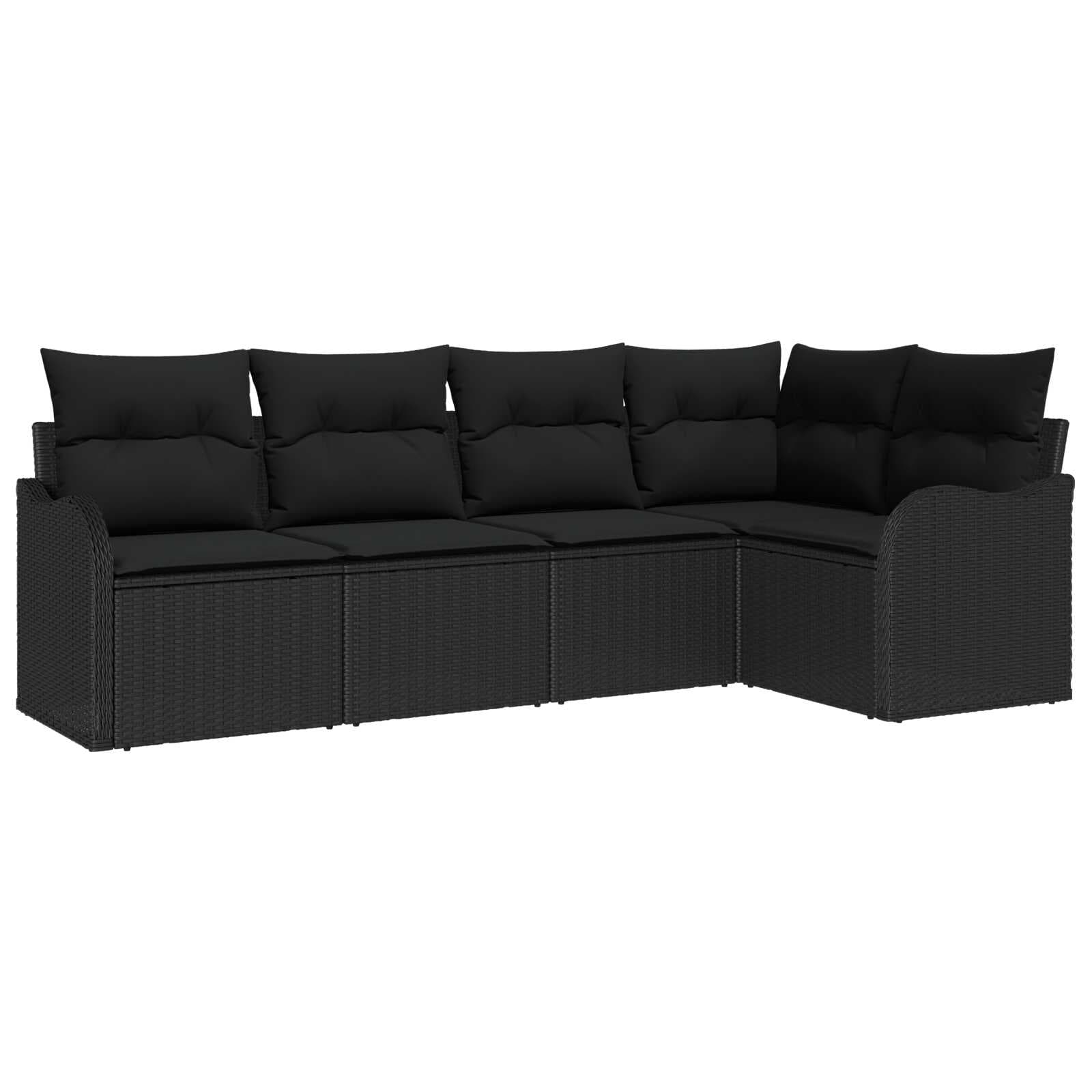 vidaXL Conjunto de Sofá de Jardim Preto Vime Pe - 2347496953