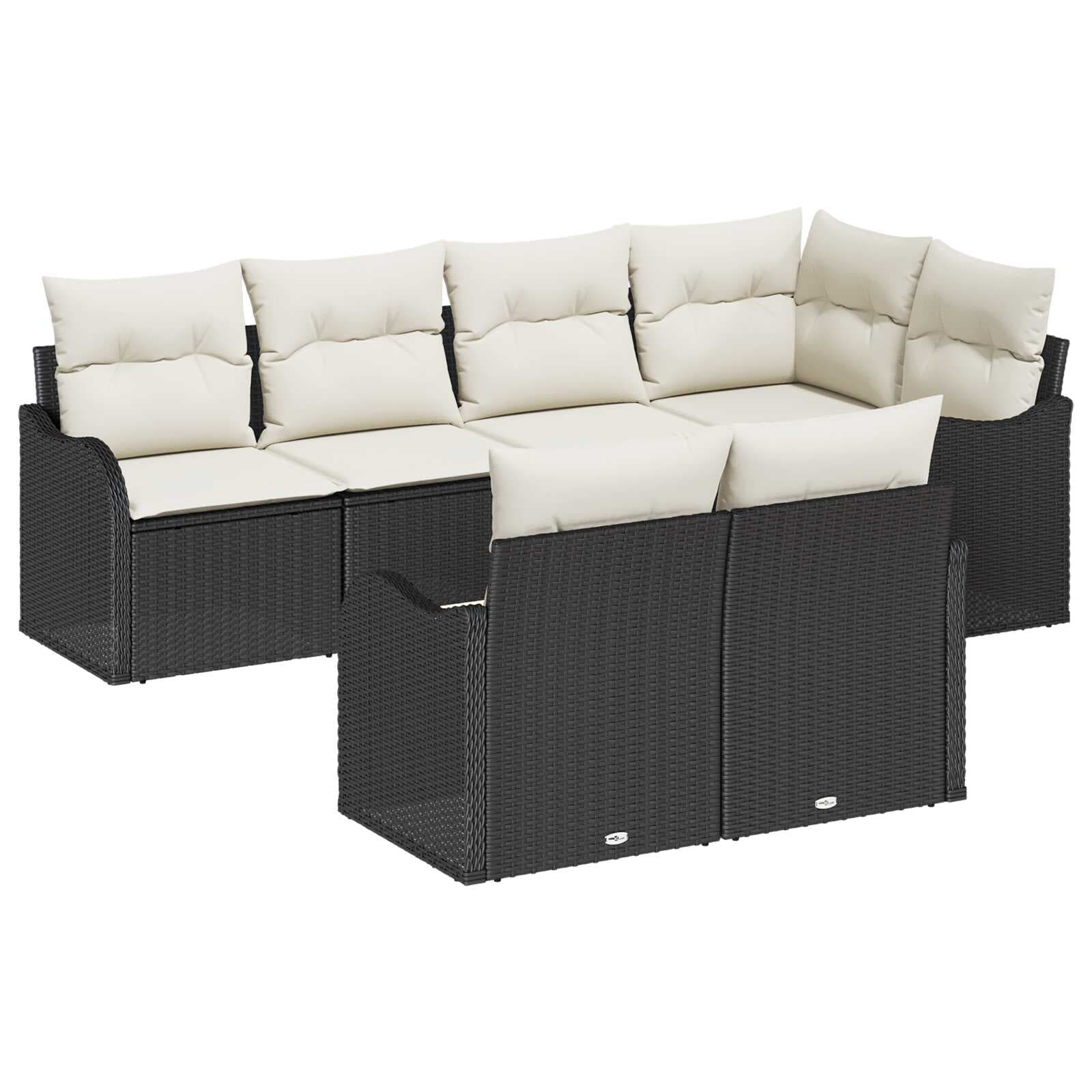 vidaXL Conjunto de Sofá de Jardim Preto Vime Pe - 2813026851