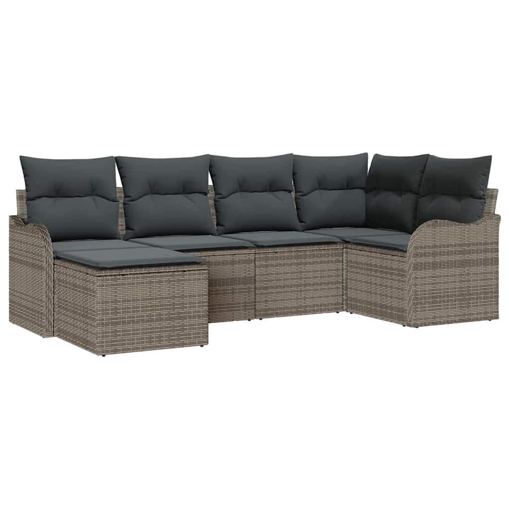 vidaXL Conjunto de Sofá de Jardim 6 pcs Cinzeto vime PE