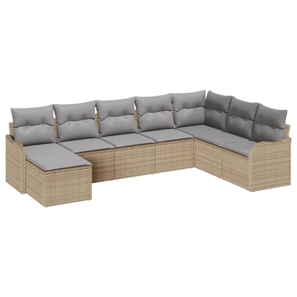 vidaXL Conjunto de Sofá de Jardim 8 Peças Bege Vime Pe - 730366460