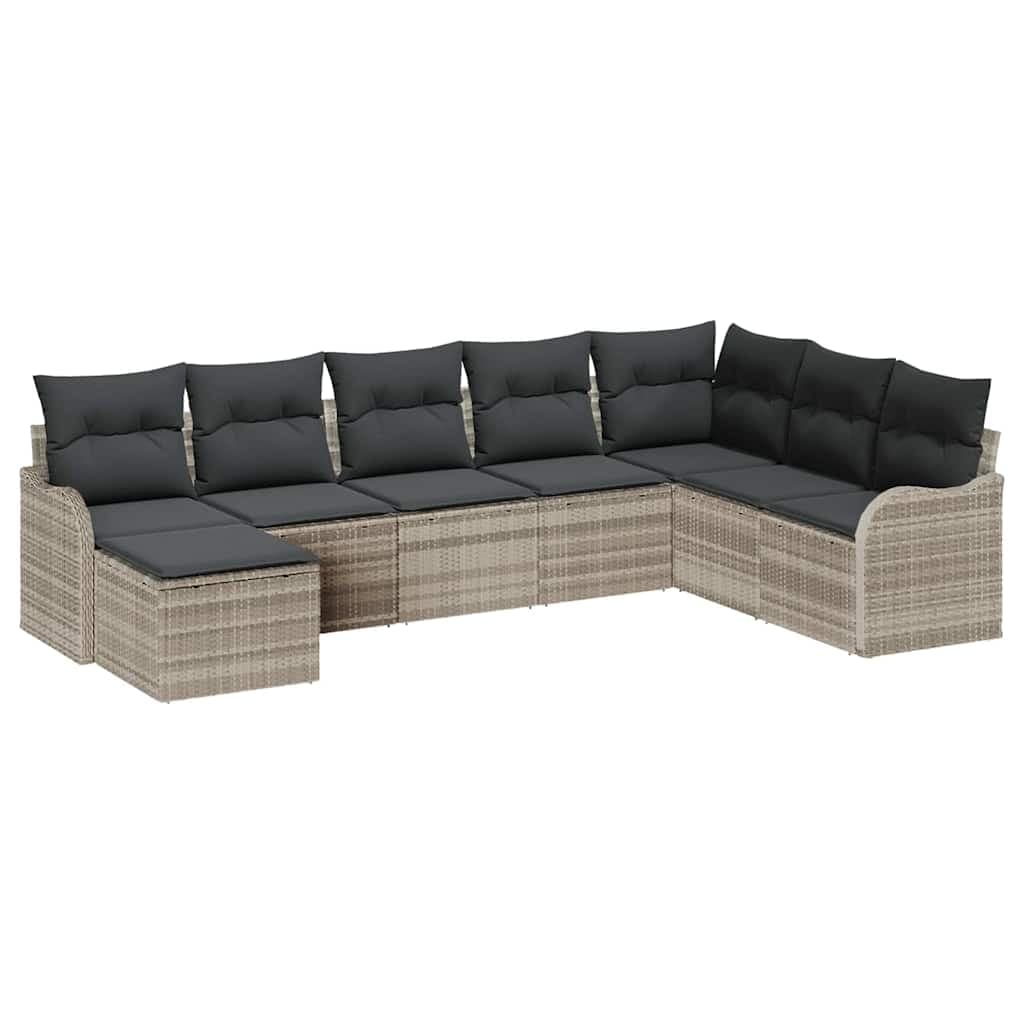 vidaXL Conjunto de Sofá de Jardim com Almofada 8 Peças Cinzento-claro - 3313950928