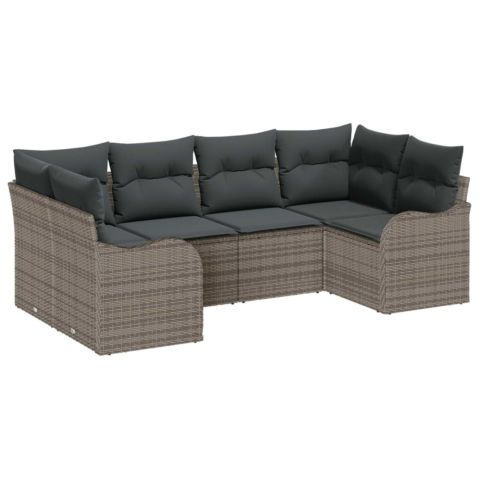 vidaXL Conjunto de Sofá de Jardim Cinzeto Vime Pe - 1263470617