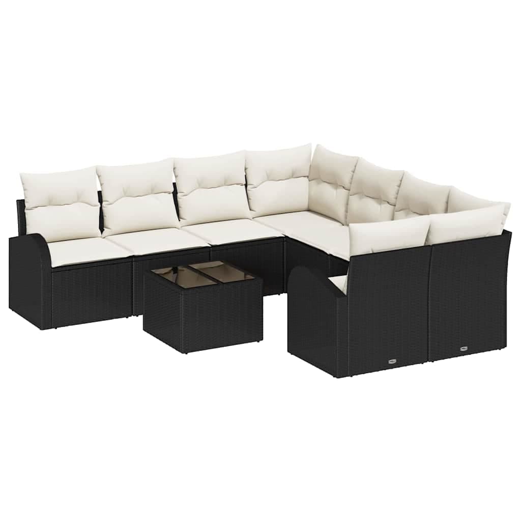vidaXL Conjunto de Sofá de Jardim Preto 55 x 55 x 37 cm vime PE