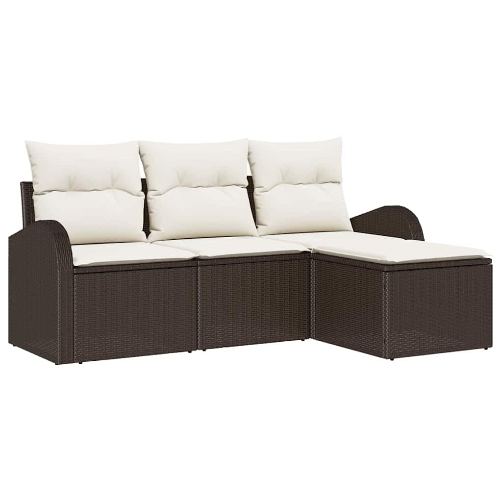 vidaXL Conjunto de Sofá de Jardim Castanho vime PE