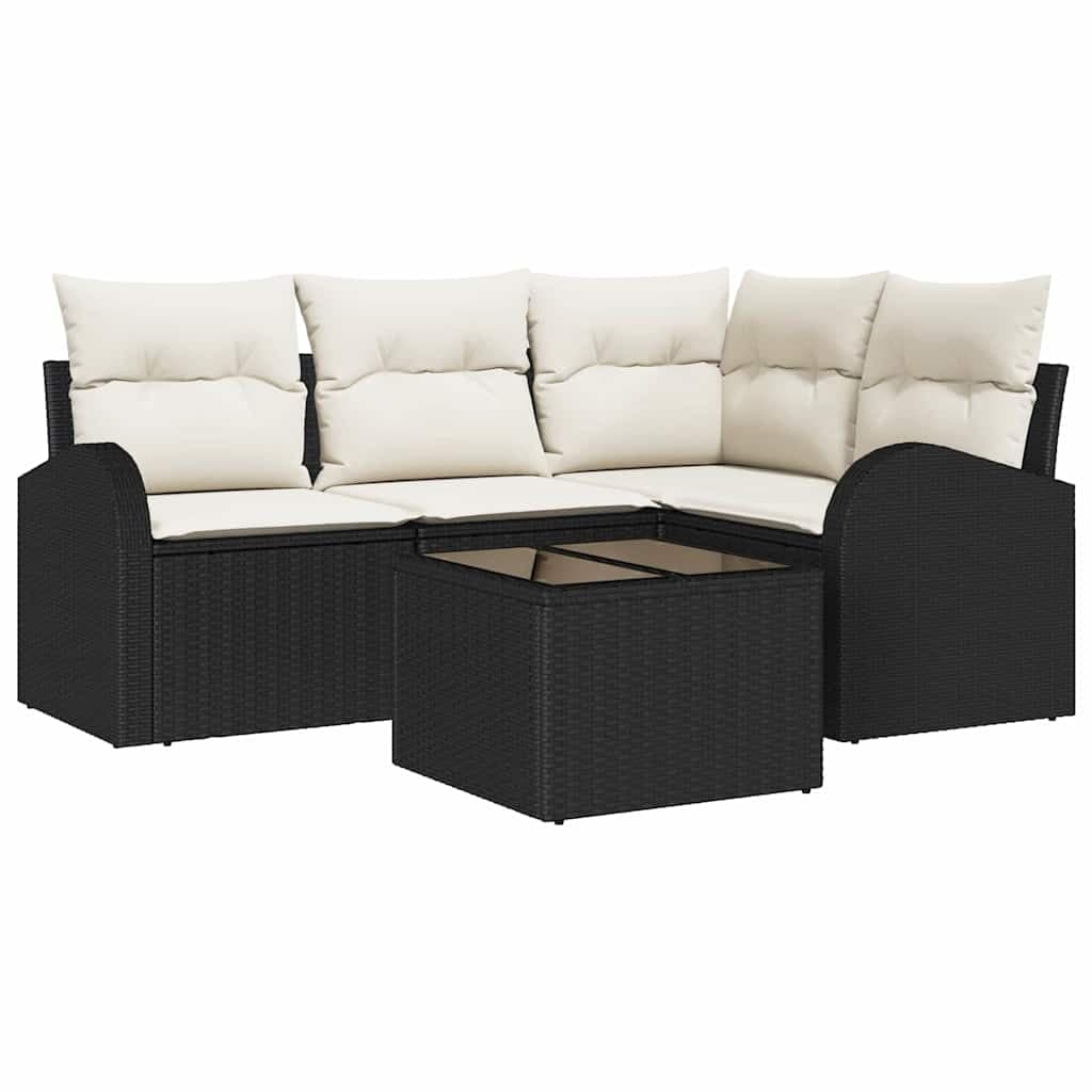 vidaXL Conjunto de Sofá de Jardim 5 Peças Preto Vime Pe - 2840259081