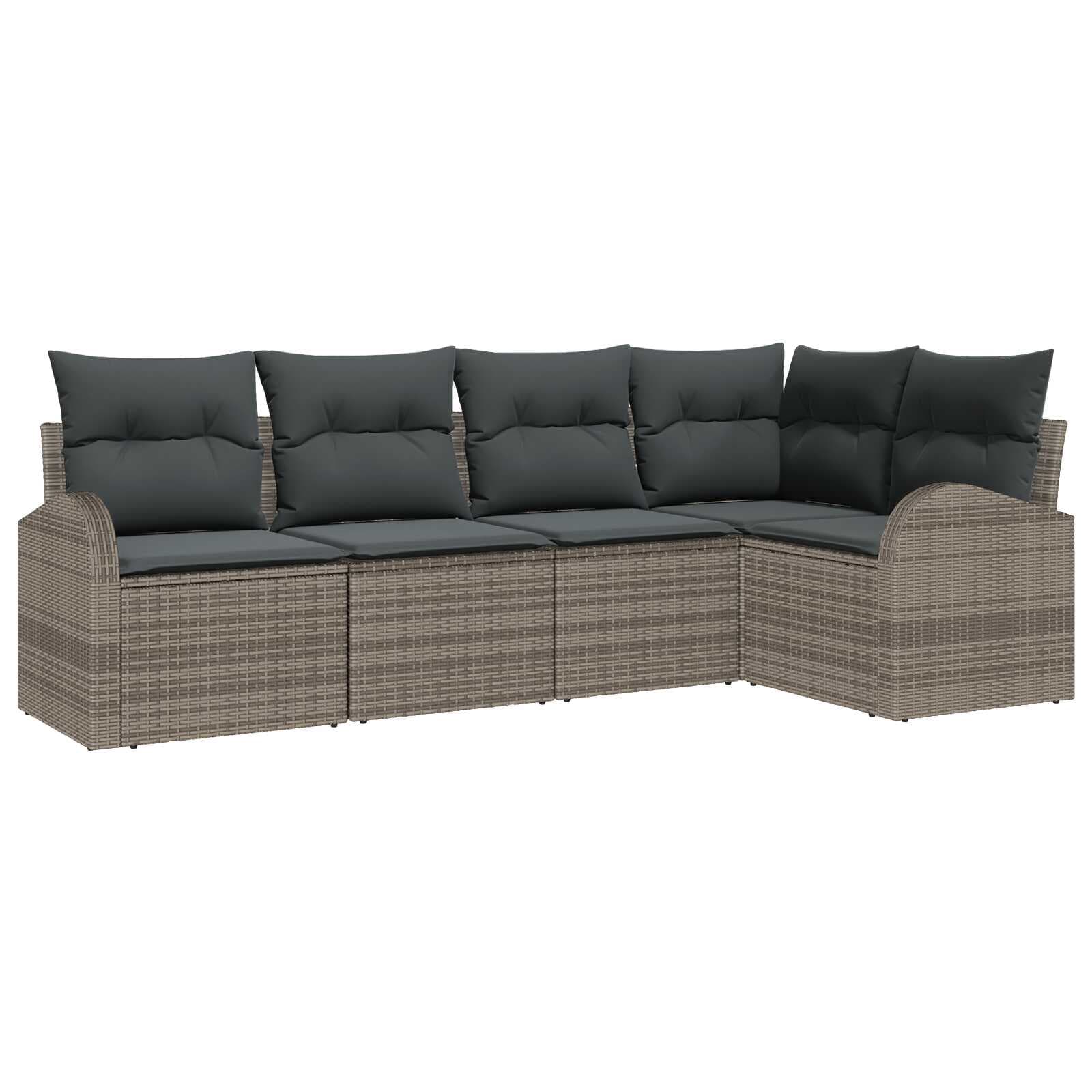 vidaXL Conjunto de Sofás com Almofada 5 Peças Cinzeto Poliéster - 1474950735