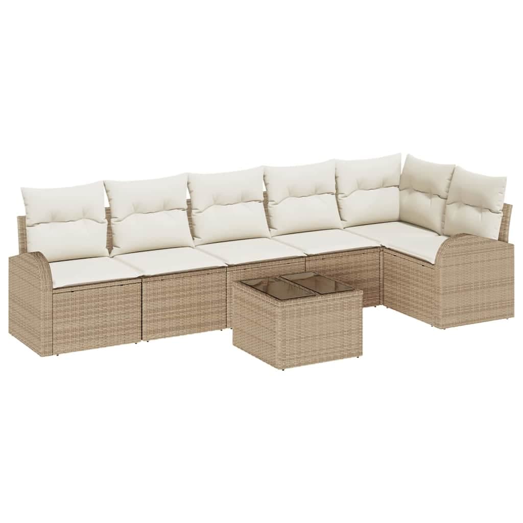 vidaXL Conjunto de Sofá de Jardim 7 pcs Bege vime PE