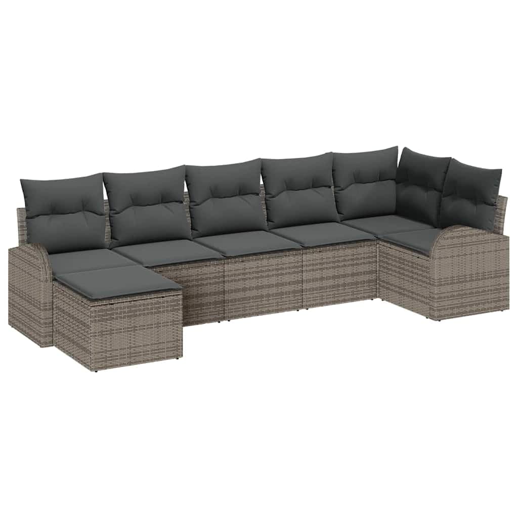 vidaXL Conjunto de Sofá de Jardim 7 Peças Cinzeto Rattan Sintético - 1328590137