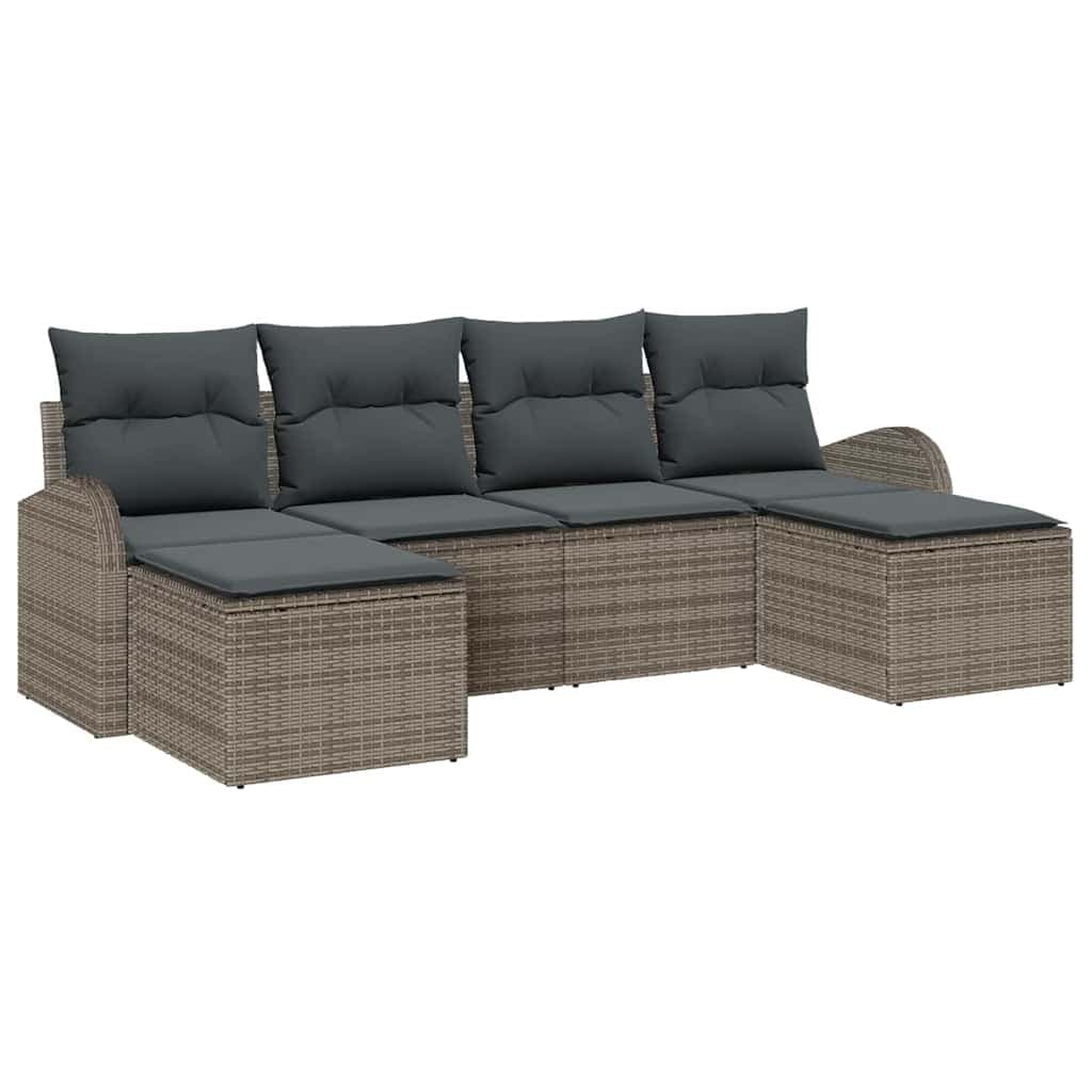 vidaXL Conjunto de Sofá de Jardim com Almofada 6 Peças Cinzeto - 426379967