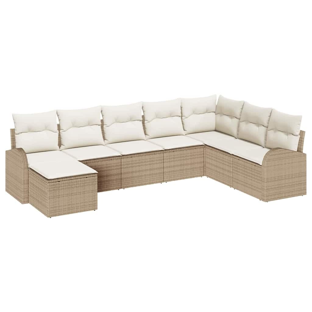 vidaXL Conjunto de Sofá de Jardim 8 Peças Bege Rattan de Polipropileno - 629661711