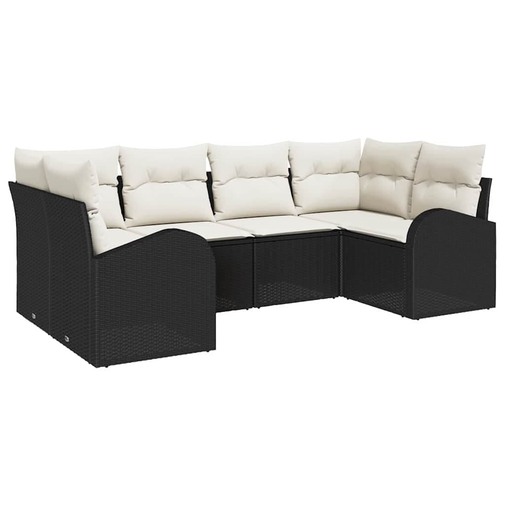 vidaXL Conjunto de Sofá de Jardim 6 Peças Preto Rattan de Polipropileno - 3590288507