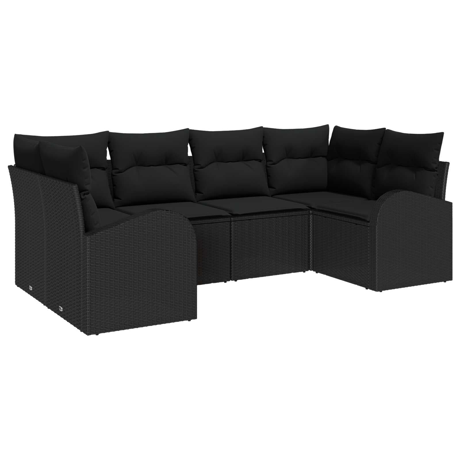 vidaXL Conjunto de Sofá de Jardim 6 Peças Preto Rattan de Polipropileno - 1426762925