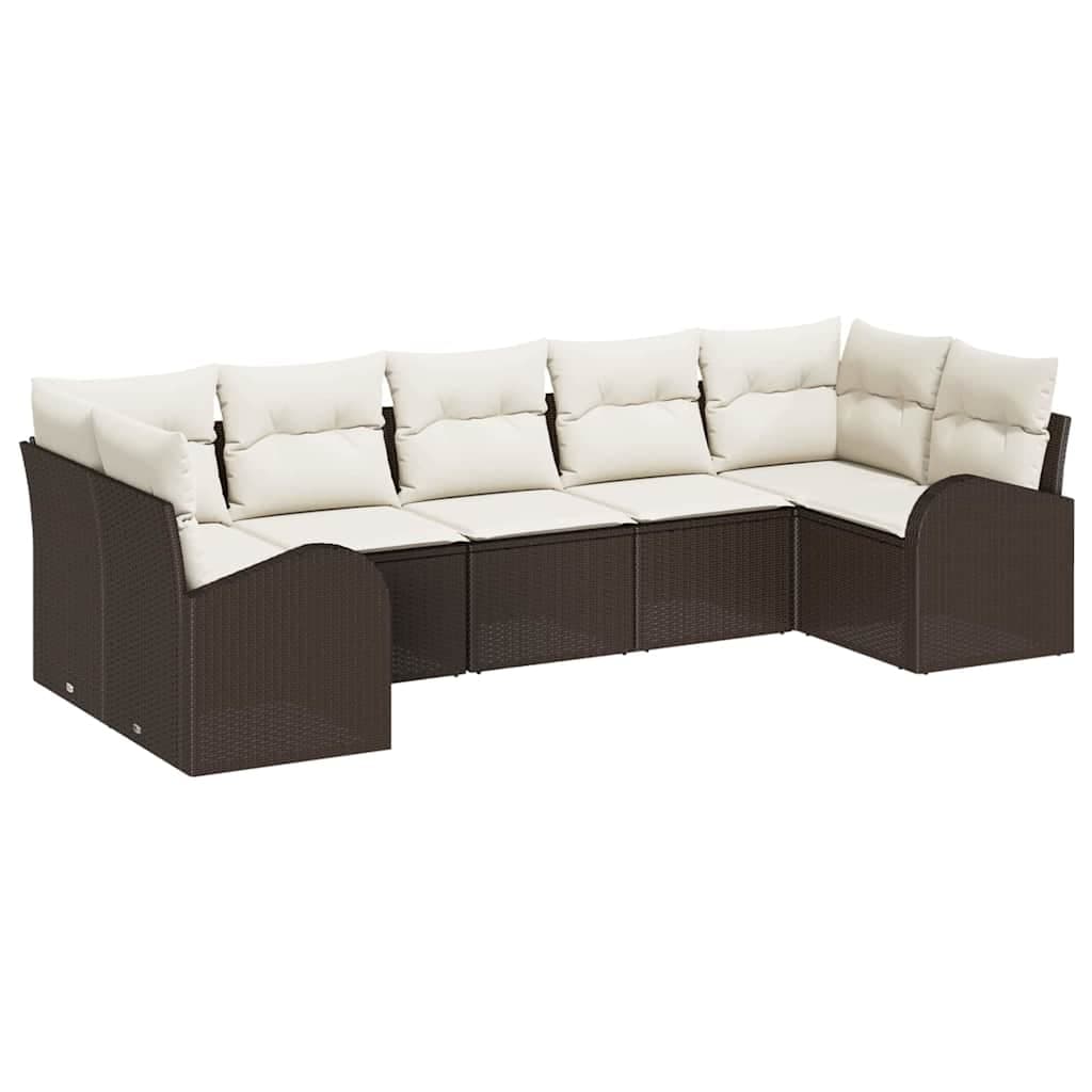 vidaXL Conjunto de Sofá de Jardim com almofada 7 pcs Castanho