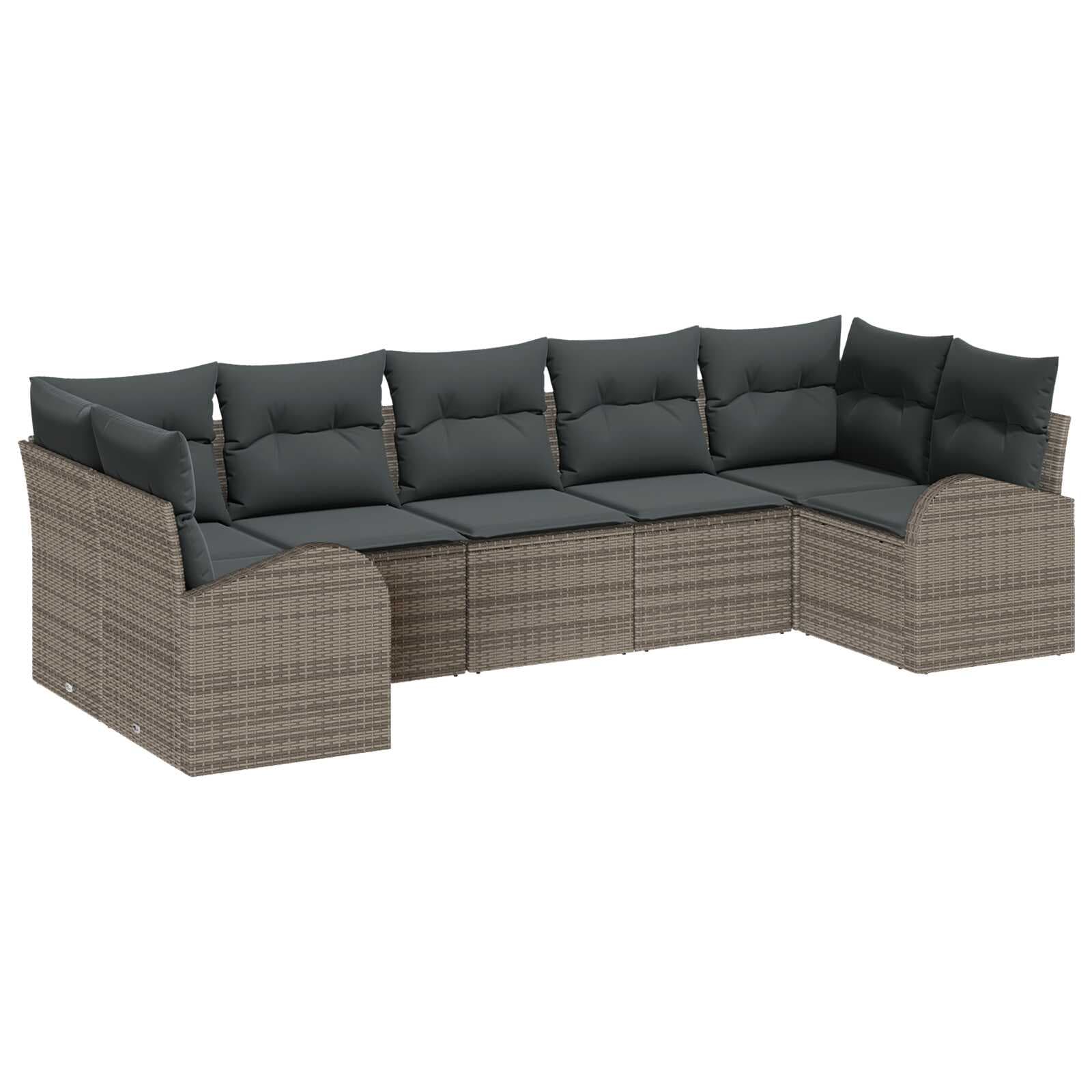 vidaXL Conjunto de Sofá de Jardim com Almofada 7 Peças Cinzeto - 3051308467